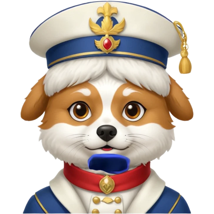 Spitz dog with Napoléon emperorne hat emoji