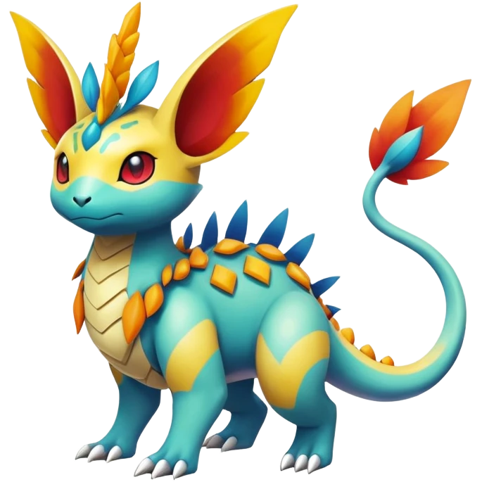 exotic fantasy-creature-Fakémon-Pokémon, full body, with random markings emoji