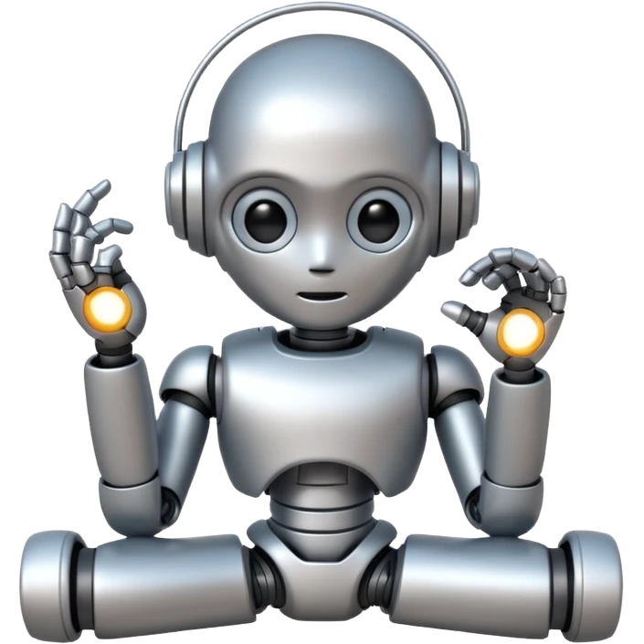 cute robot doing a thinking pose emoji