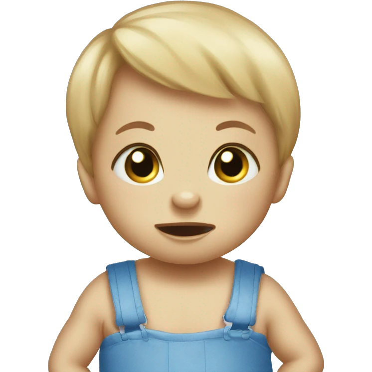 Anxious baby rabbit in blue bodysuit emoji