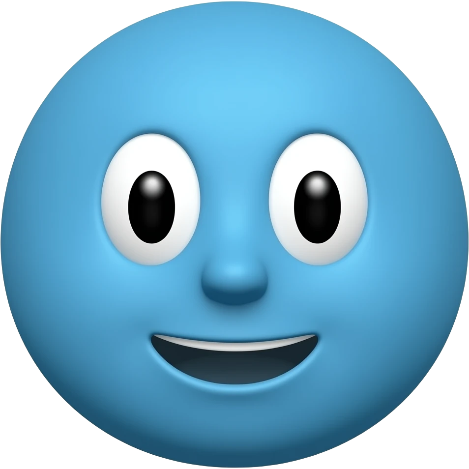 blue 67 3d with a face and mouth emoji
