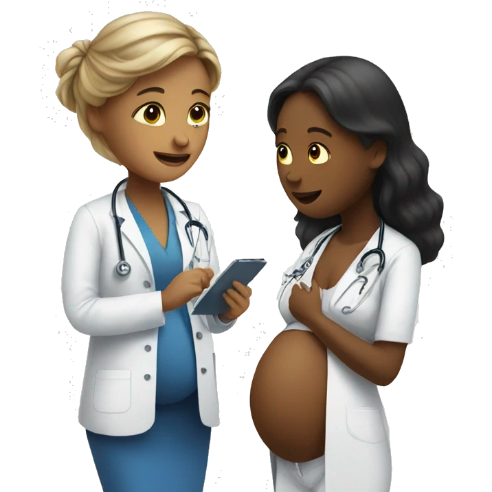 pregnant girl talking to a doctor emoji