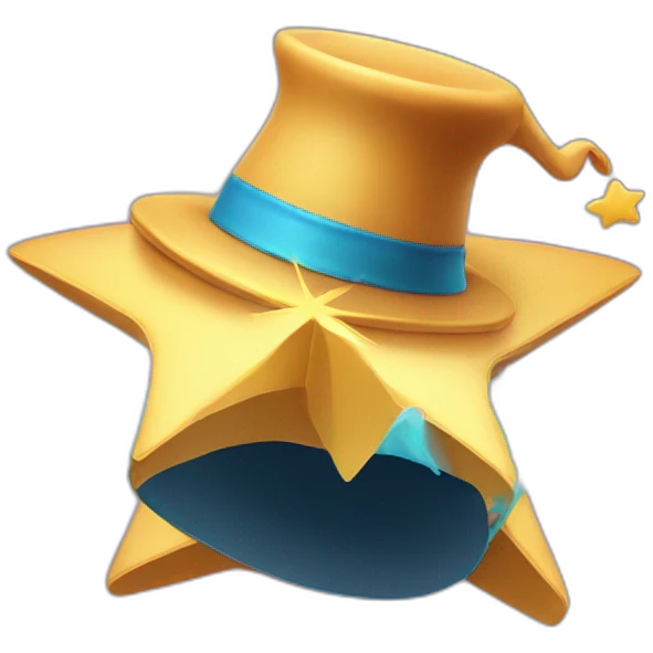 star jumping out of a magic hat without face emoji