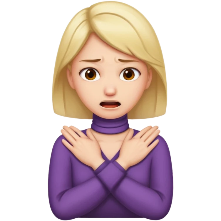 Lady chocking herself with her hands crossed on her neck making a disgusted face emoji