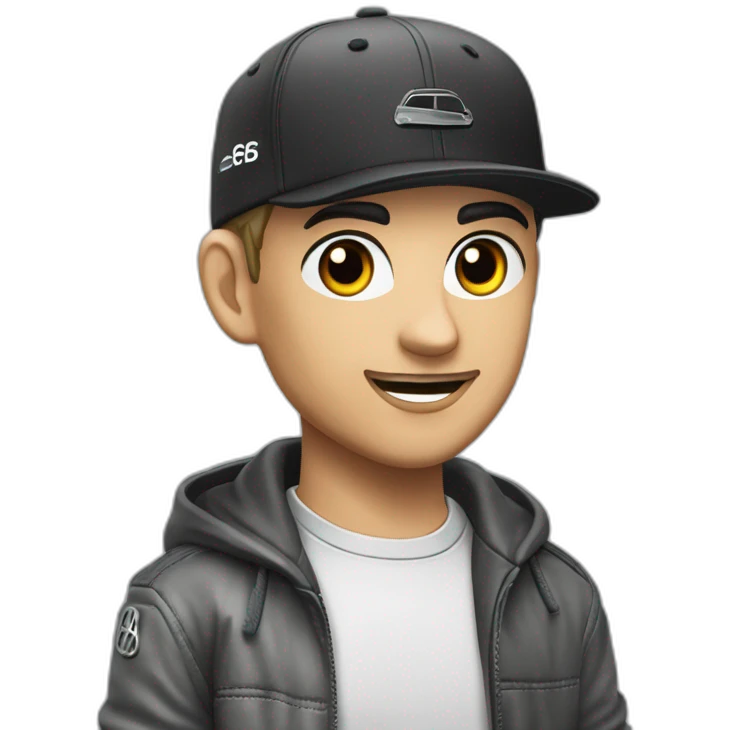 Junge mit Basecap in einem Audi rs6 emoji