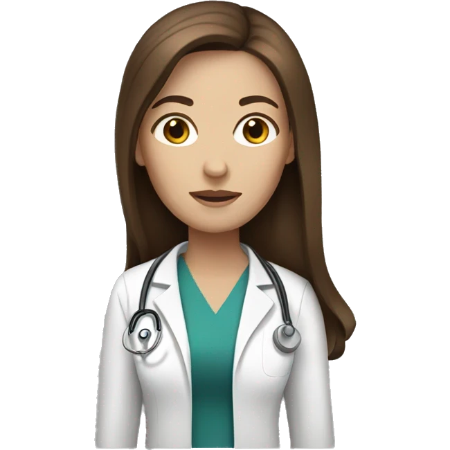 White female doctor with long brown hair  emoji