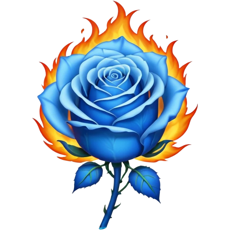 Create blue rose burning in blue flame emoji