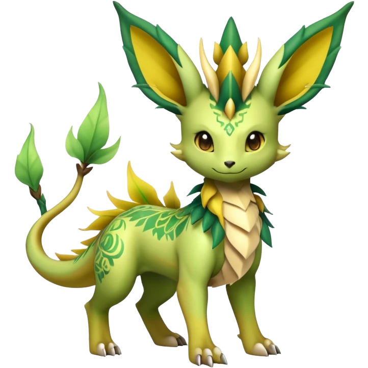 Fancy Dragon-type Fakémon-Leafeon full body emoji
