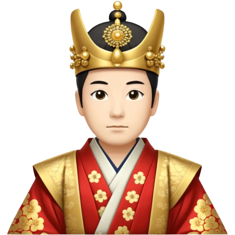 Japanese emperor, Edo period, wearing ceremonial ho and kanmuri, regal pose emoji