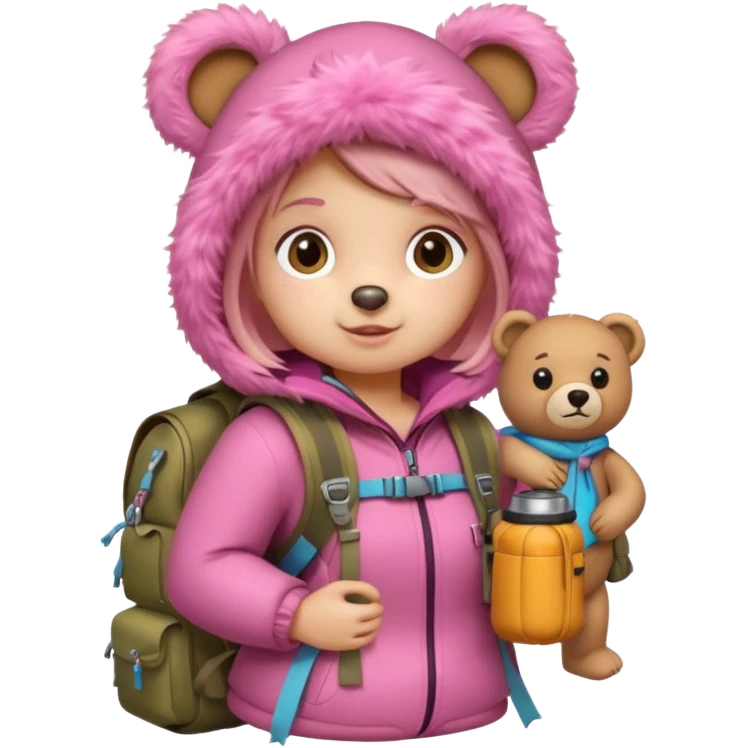 A girly Teddy bear camping emoji