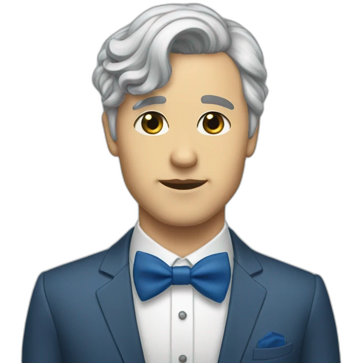 white jehovahs witmess with salt and pepper hair blue bow tie emoji