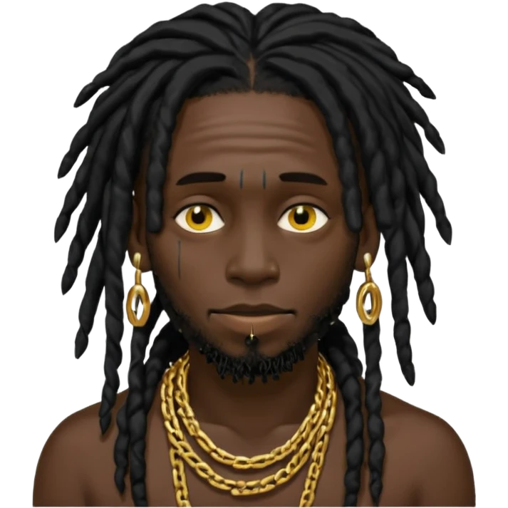 black man with black dreads covering face and percings emoji
