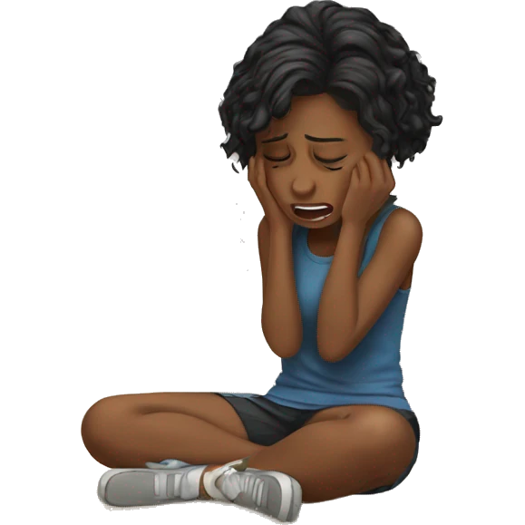 girl crying on the floor emoji
