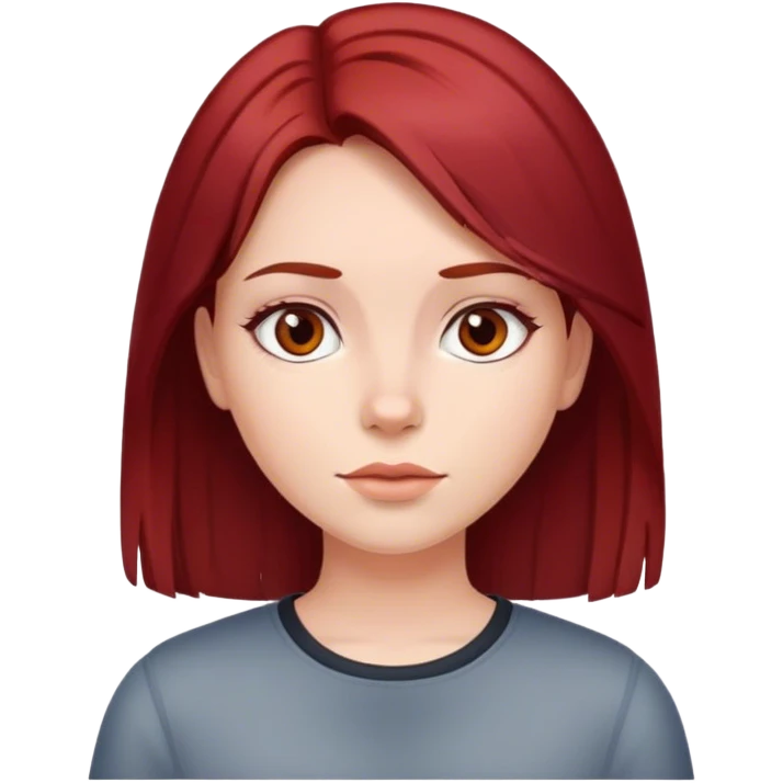 girl with dark red hair and straight hair emoji