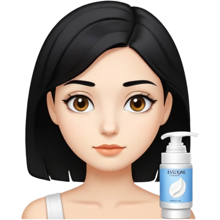 Girl with short hair Short shoulder-length black hair with face cream applied  emoji