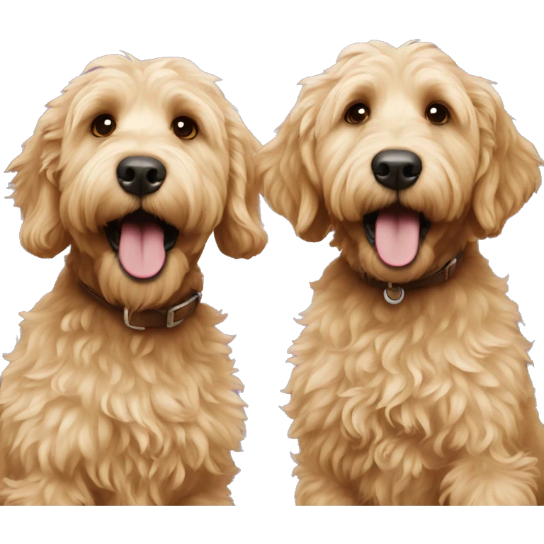 two golden labradoodles playing emoji