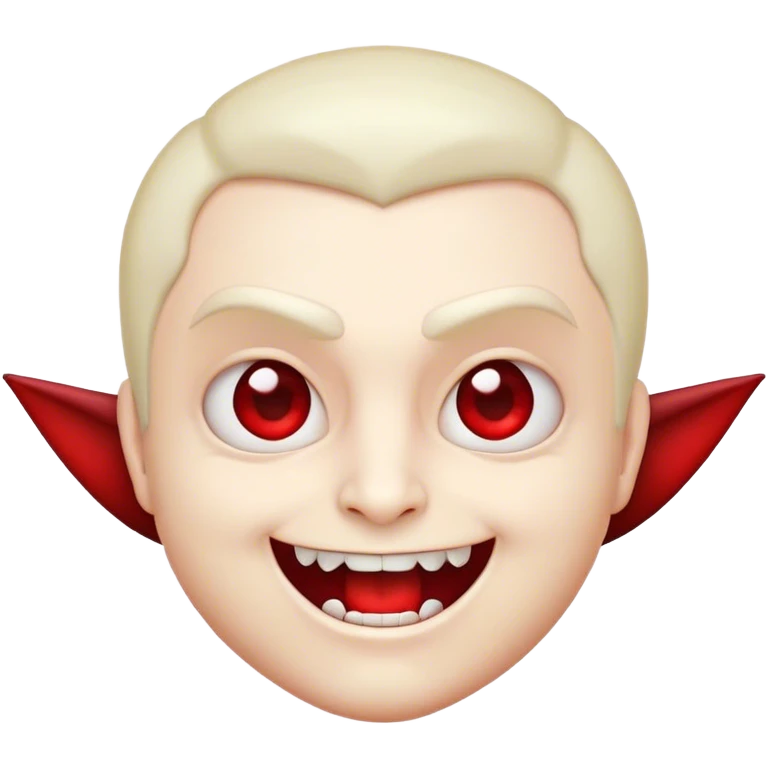 Cinematic Cute Vampire Portrait Emoji, with a refined yet playful small, rounded pale face accented by tiny, cute fangs and bright, twinkling eyes, sporting miniature elegant dark attire with a hint of crimson, simplified yet irresistibly charming, highly detailed with a soft glowing outline that captures the delightful duality of spooky sweetness and stylish allure! emoji