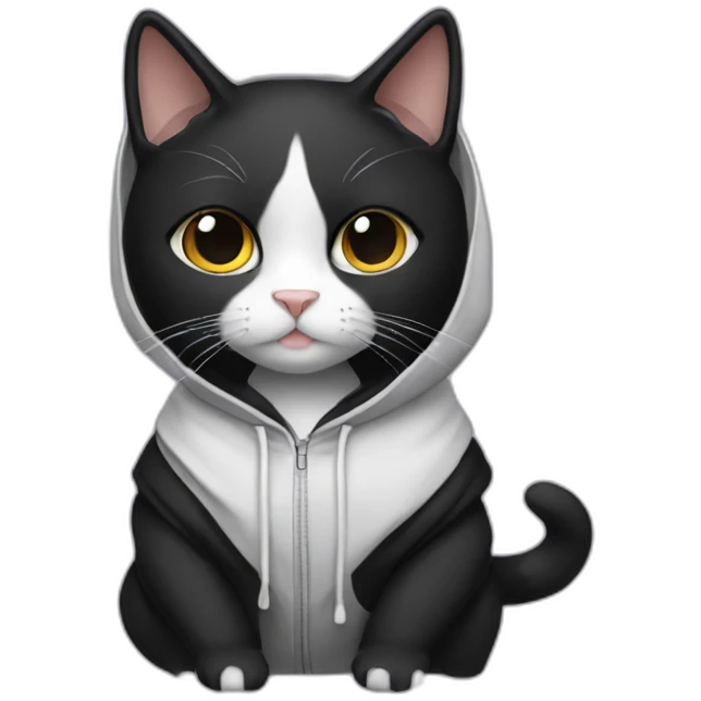 Tuxedo-cat-with-a-black-hoodie emoji