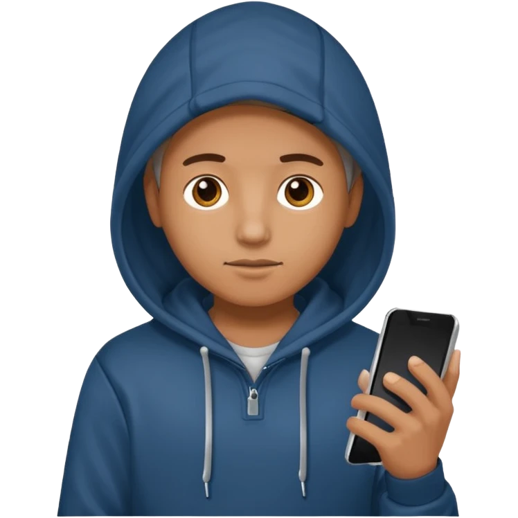 Person wearing a hoodie holding a phone  emoji