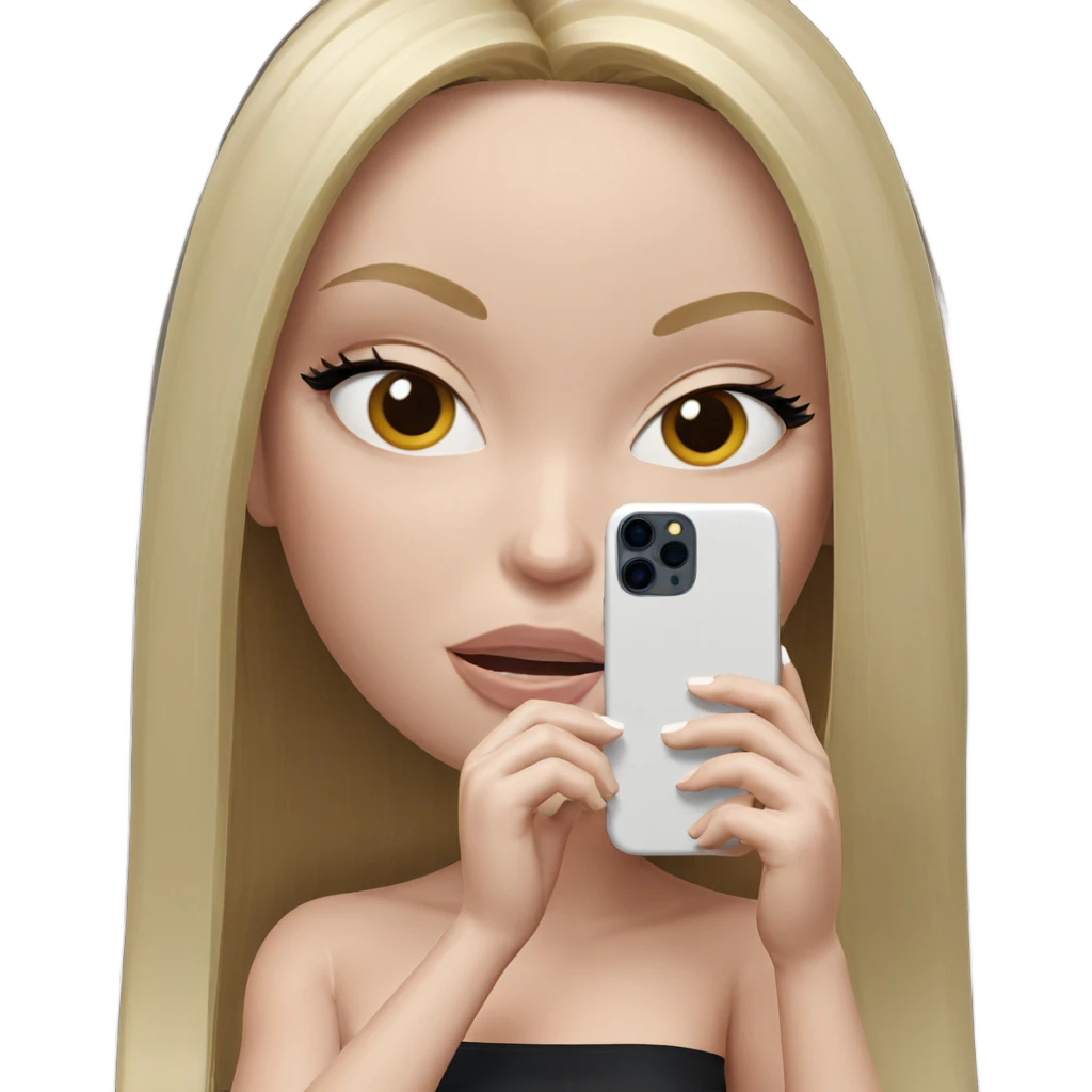blonde girl with smartphone emoji