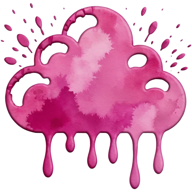 Realistic, watercolor, month February title splatter ìn pinks  emoji