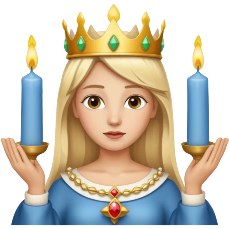 Sankta Lucia med krans och fem ljus i  emoji