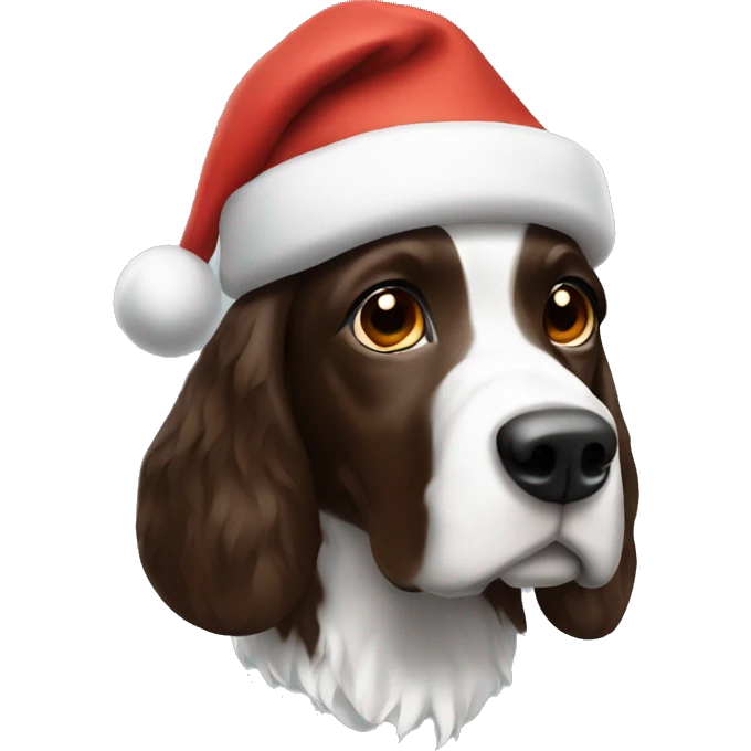 Tri color brown springer santa hat emoji