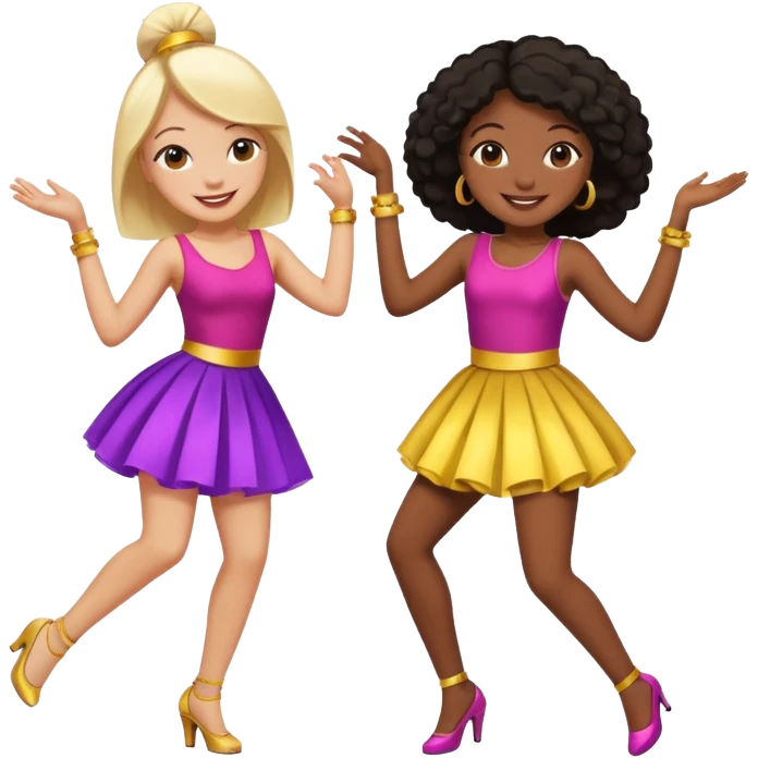 Best friends dancing at a party: one black girl one white girl emoji