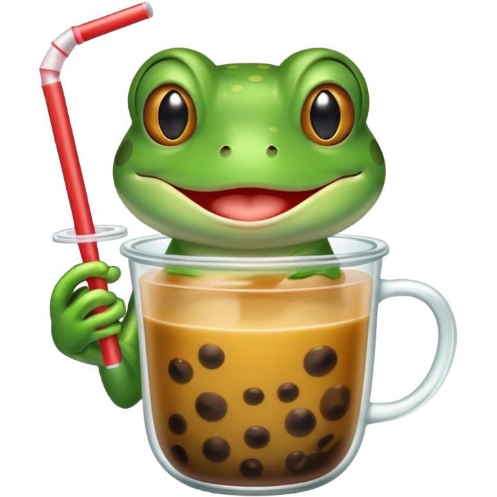 Frog drinking boba emoji