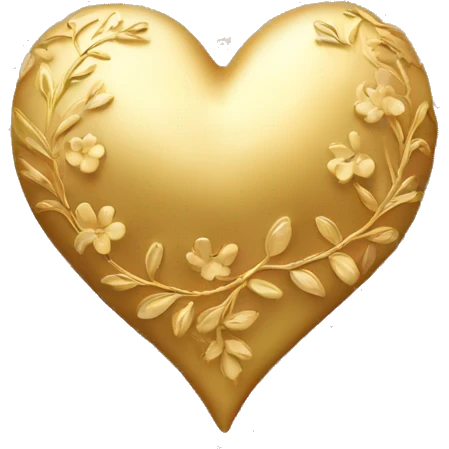 Golden heart with a floral pattern on it  emoji