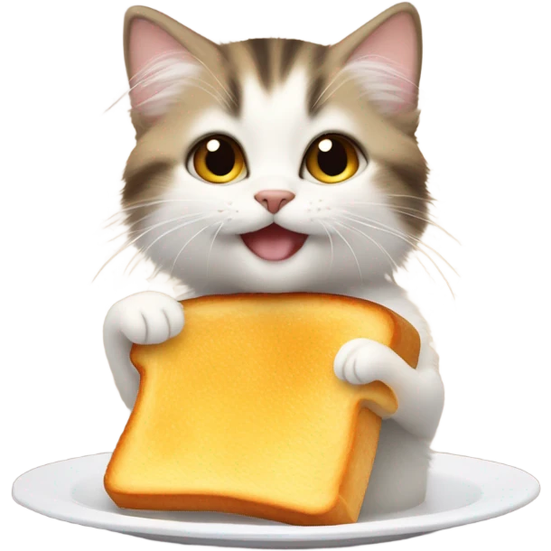 Kitten eating grilled cheese emoji