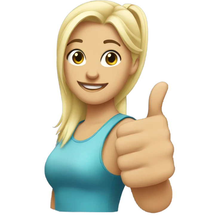 a girl with blonde ponytail thumbs up  emoji