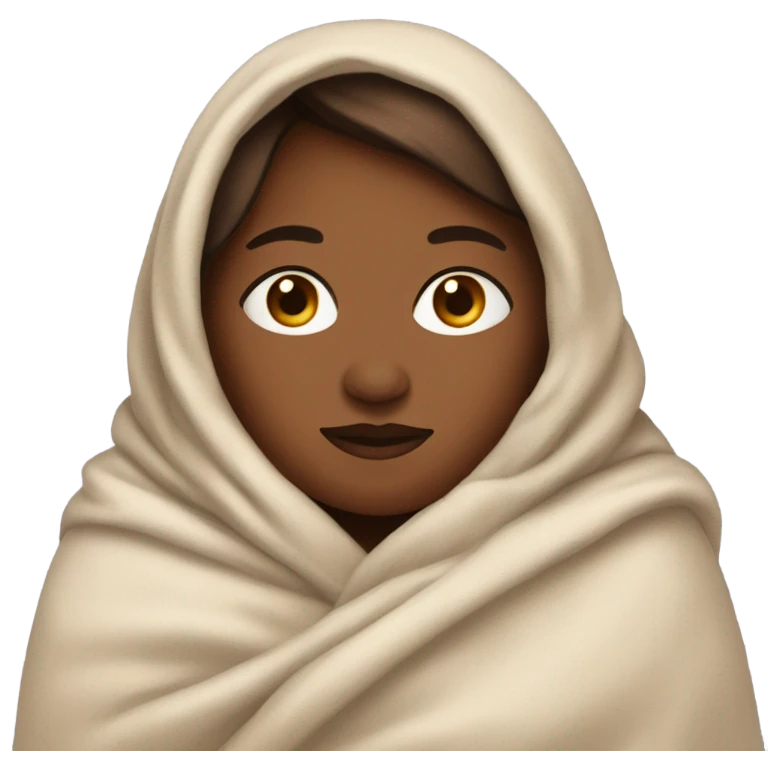 Brown skin woman snuggles in blanket  emoji