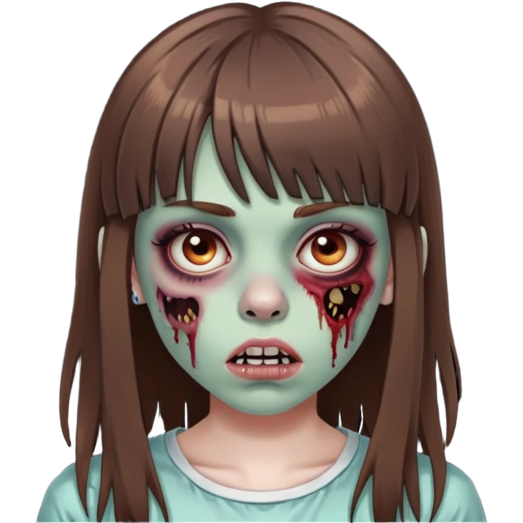 zombie girl teen with brown hair with gringe and septum piercing emoji