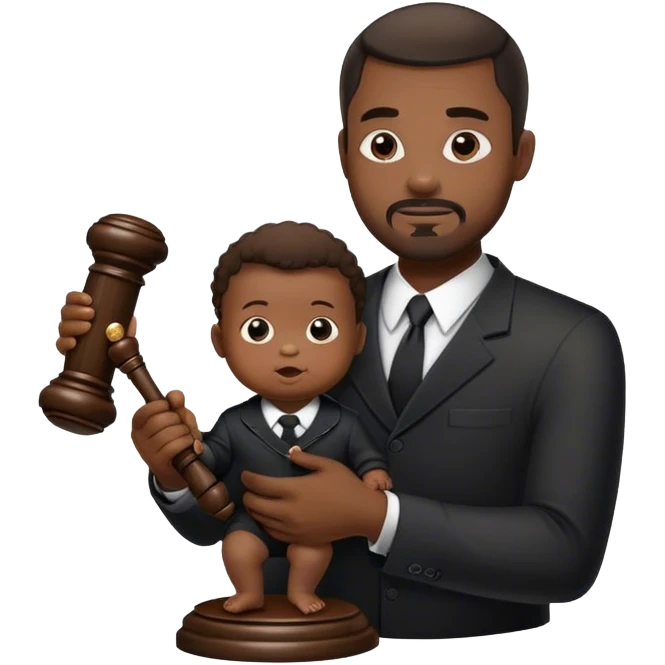 Black dad gaveling a black baby emoji