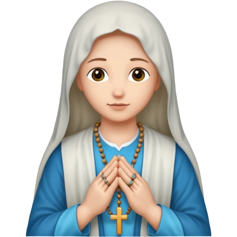 Praying hands holding a rosary, front view. emoji