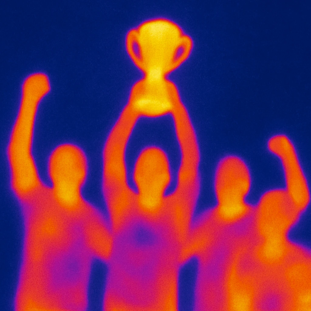 team celebrating with trophy emoji