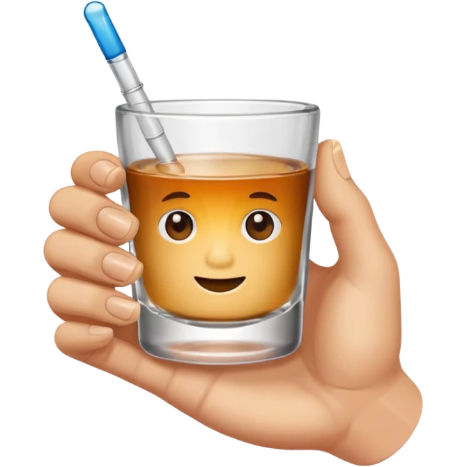 a hand holding a small shot glass emoji