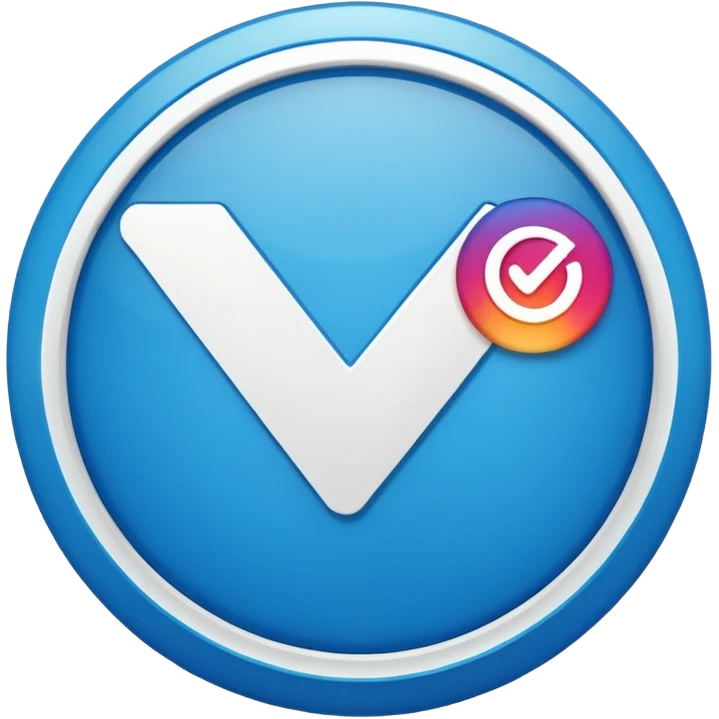 Instagram verification badge emoji in a blue outlined circular shape emoji