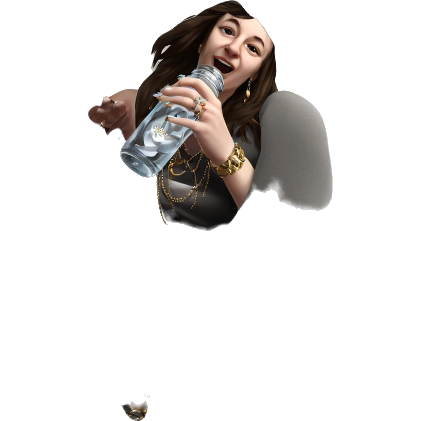 girl with jewelry and water emoji