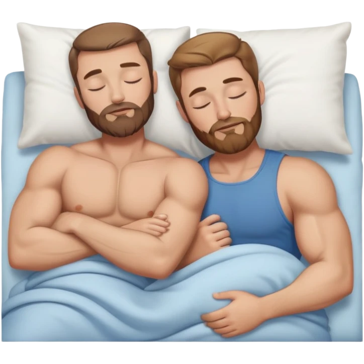 caucasian couple light brown hair muscular man with beard sleeping emoji
