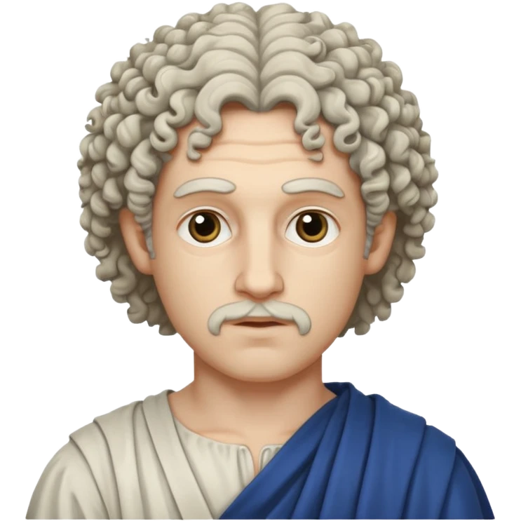 Emoji philosophe grec antique avec tout ce qui sont suivis donc les cheveux bouclés et tout ça quoi les cheveux blancs emoji