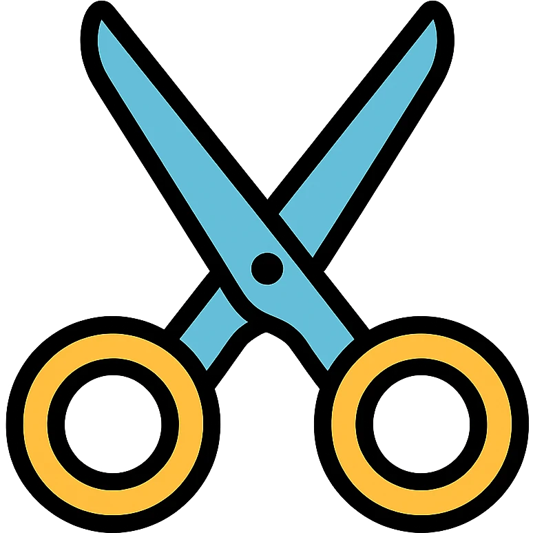 modern logo of a haircut or scissors, clean lines, minimal color emoji