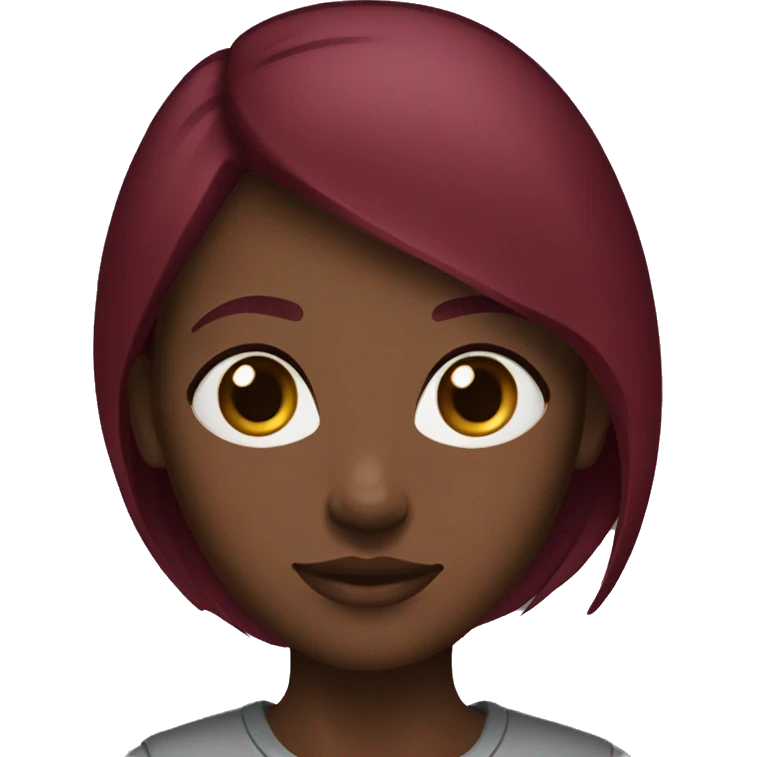 burgundy straight haired dark skinned girl with small eyes emoji
