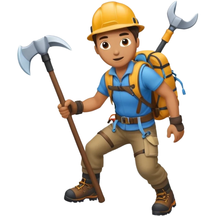 mountaineer with ice axe, climbing emoji