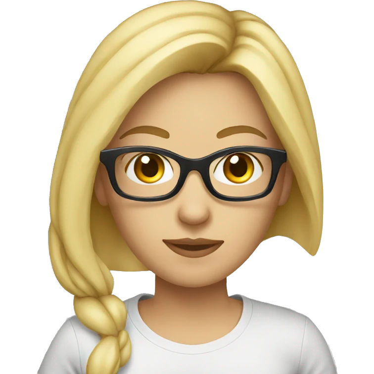 caucasian female, black tshirt glasses emoji