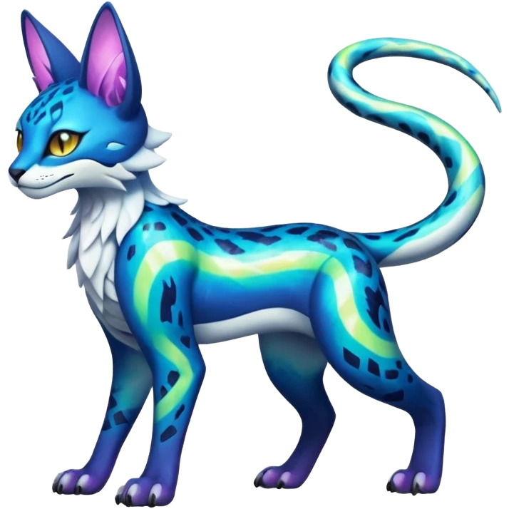 Neon Vibrant Pulsating Trail-glowing Chromatic Trico-Serval-Absol-Silvally-Dragon-Snake-fusion-hybrid emoji