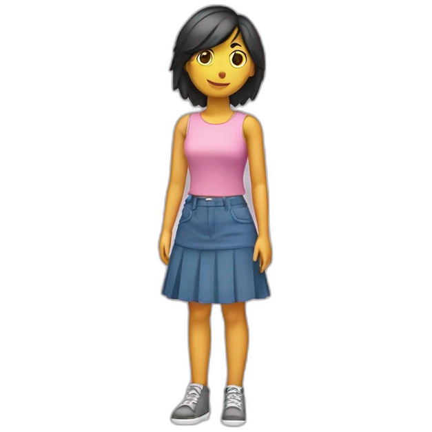Chica con falda corta inclinada sobre la vista trasera. emoji