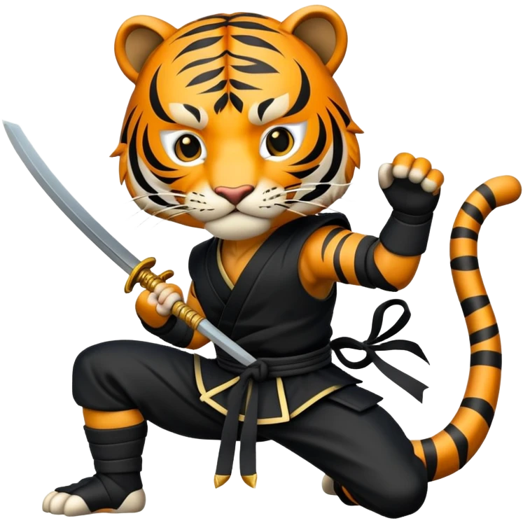 Feudal Japan tiger ninja with black outfit emoji