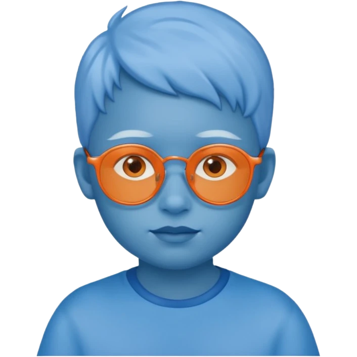 blue skinned orange glassed child emoji
